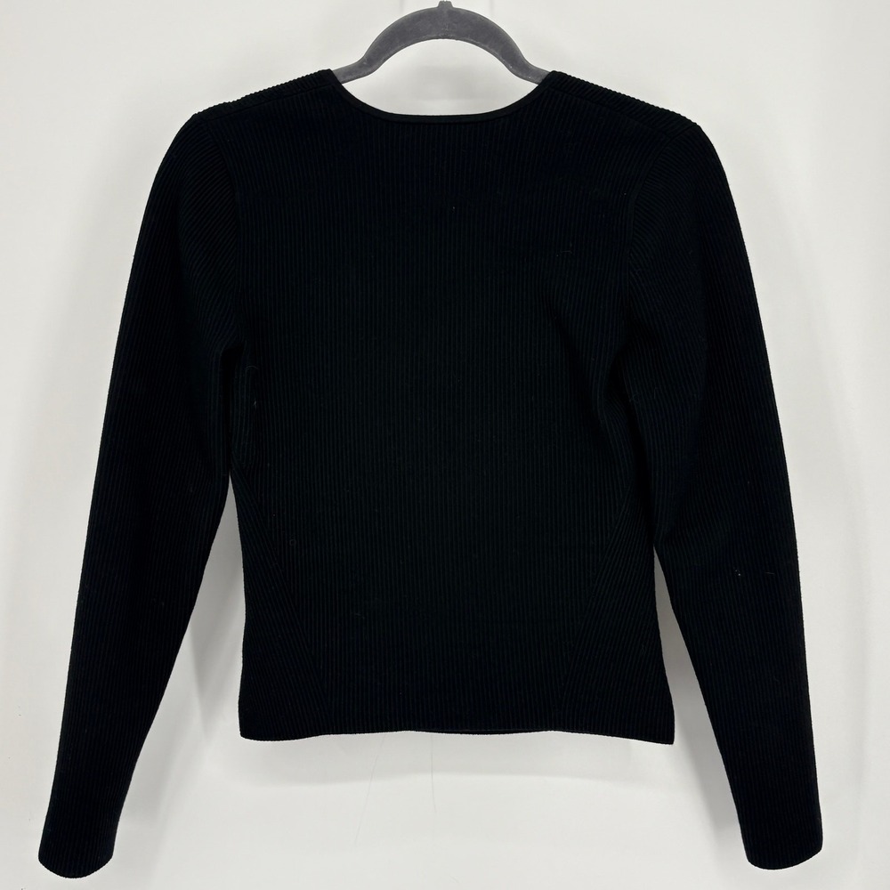 Babaton Sculpt Knit Top Womens Medium Black Square Neckline Ribbed Goth Contour